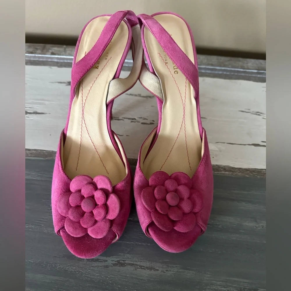 Kate Spade New York Women's Pink Suede Leather Slingback Sz 8‎